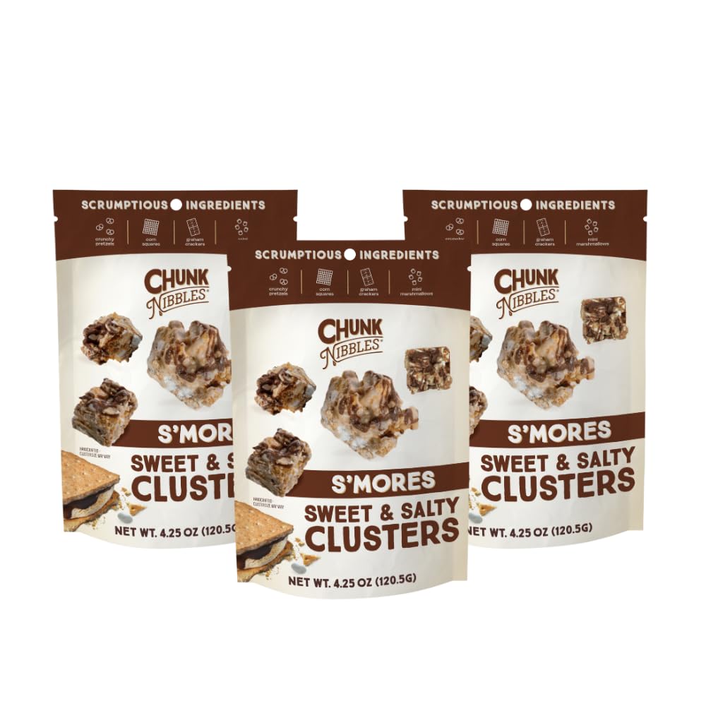 Chunk Nibbles Smores Snack Clusters - Campfire-Inspired Treat with Marshmallows, Graham Crackers, Pretzels & Chocolate - Small B