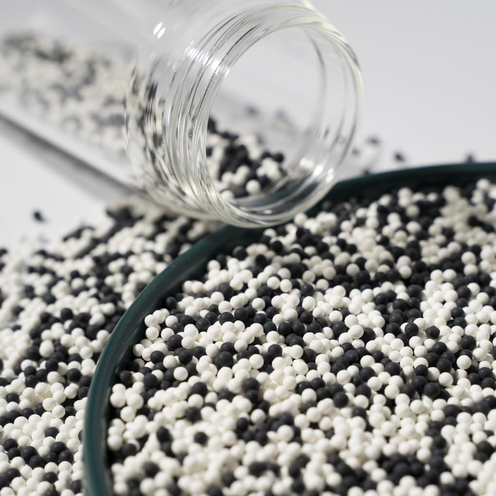 NIPEOR Edible Pearl Sprinkles for Cake Decorations, 130g, 2mm Matte White and Black Sugar Pearls for Baking and Cupcakes