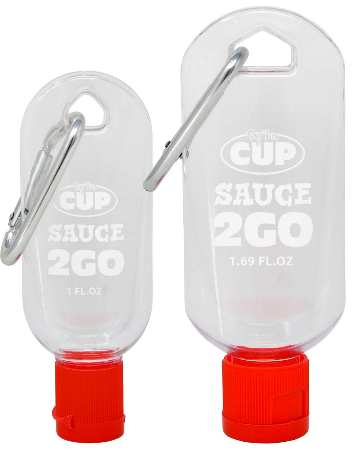 By The Cup Sauce 2 Go Keychains 1.69 Fluid Ounce And 1 Fluid Ounce Empty Mini Sauce Bottles (Sauce Not Included)