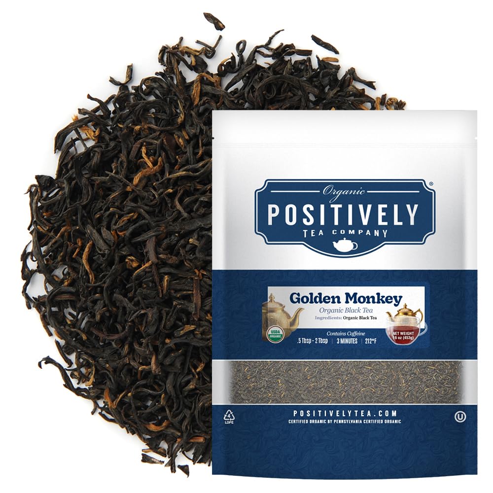 Organic Positively Tea Company Golden Monkey Black Tea Loose Leaf 16 Ounce