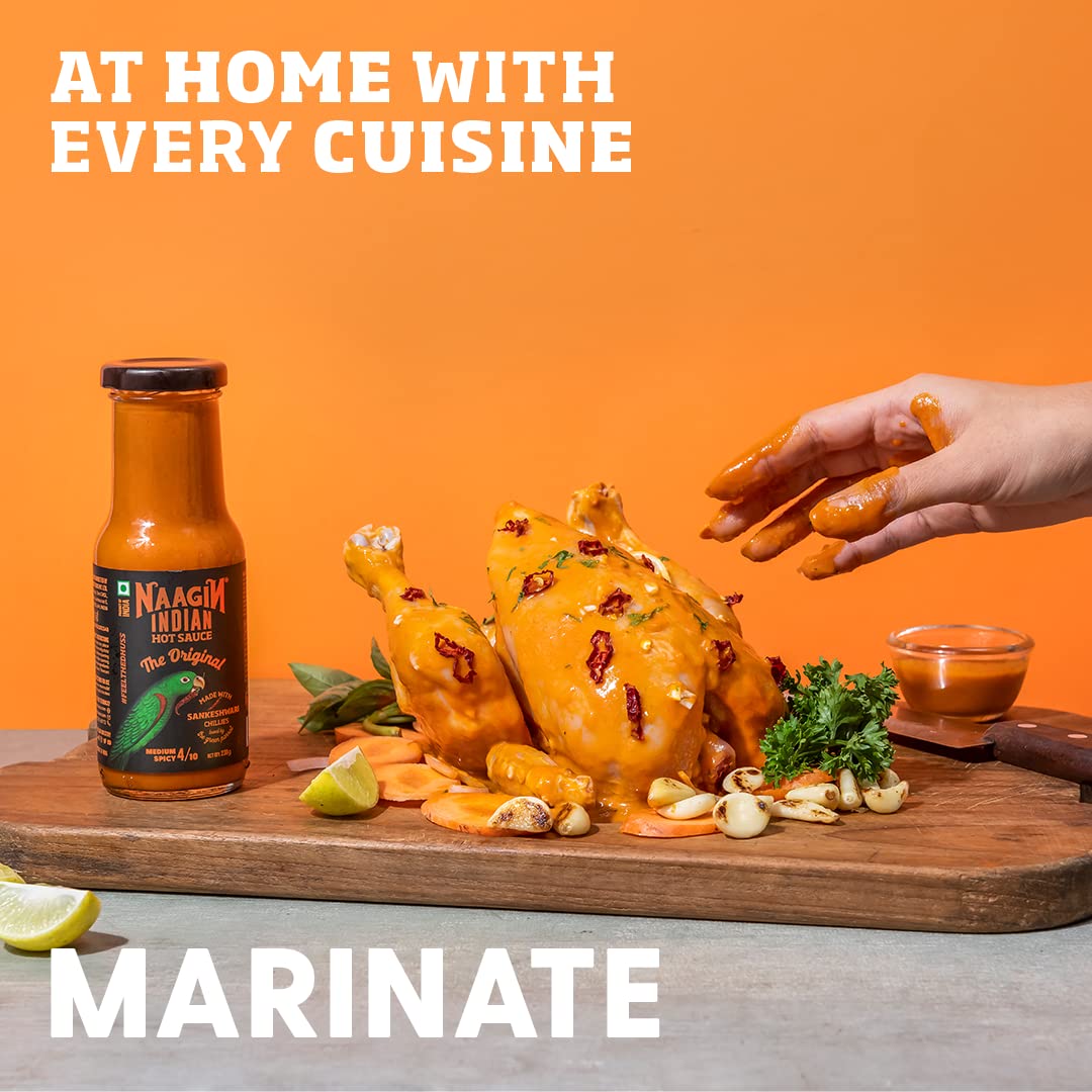 Naagin Indian Hot Sauce - The Original (230G, 8.11 Oz) | Classic Hot & Sweet Sauce | Medium Spicy | Instant Taste Upgrade | 100%