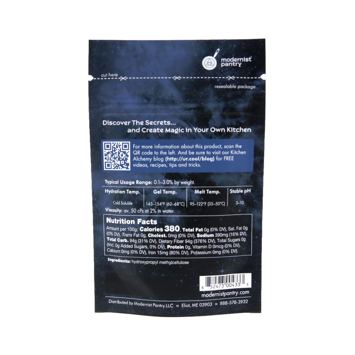 Modernist Pantry Hydroxypropyl Methylcellulose Methocel F50 - Non-GMO Vegan, OU Kosher - 50g/2oz