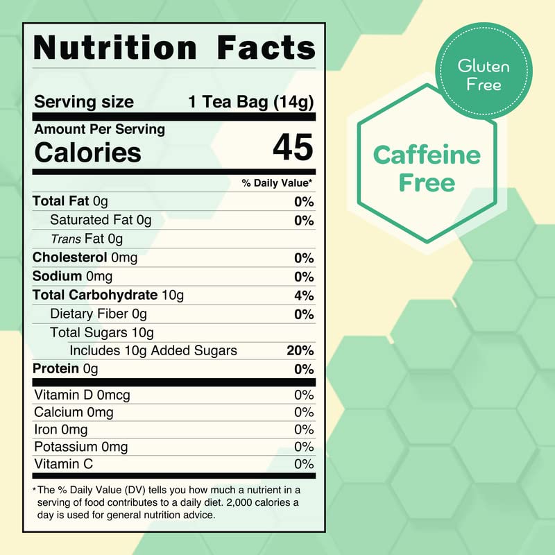 True Honey Teas Peppermint Tea Bags - Caffeine Free Herbal Tea - 24 Count Sachets