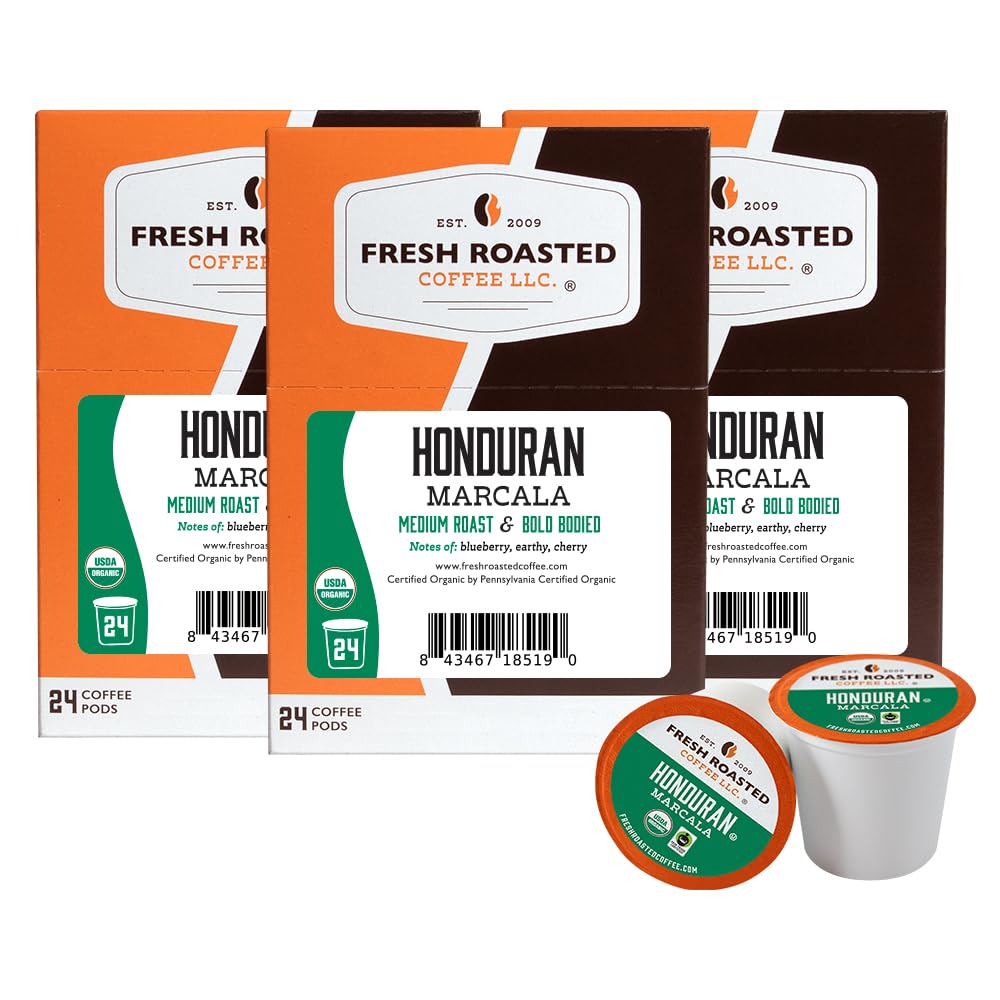 Fresh Roasted Coffee K-Cup Compatible Organic Honduran Marcala 72 Pods Coffee