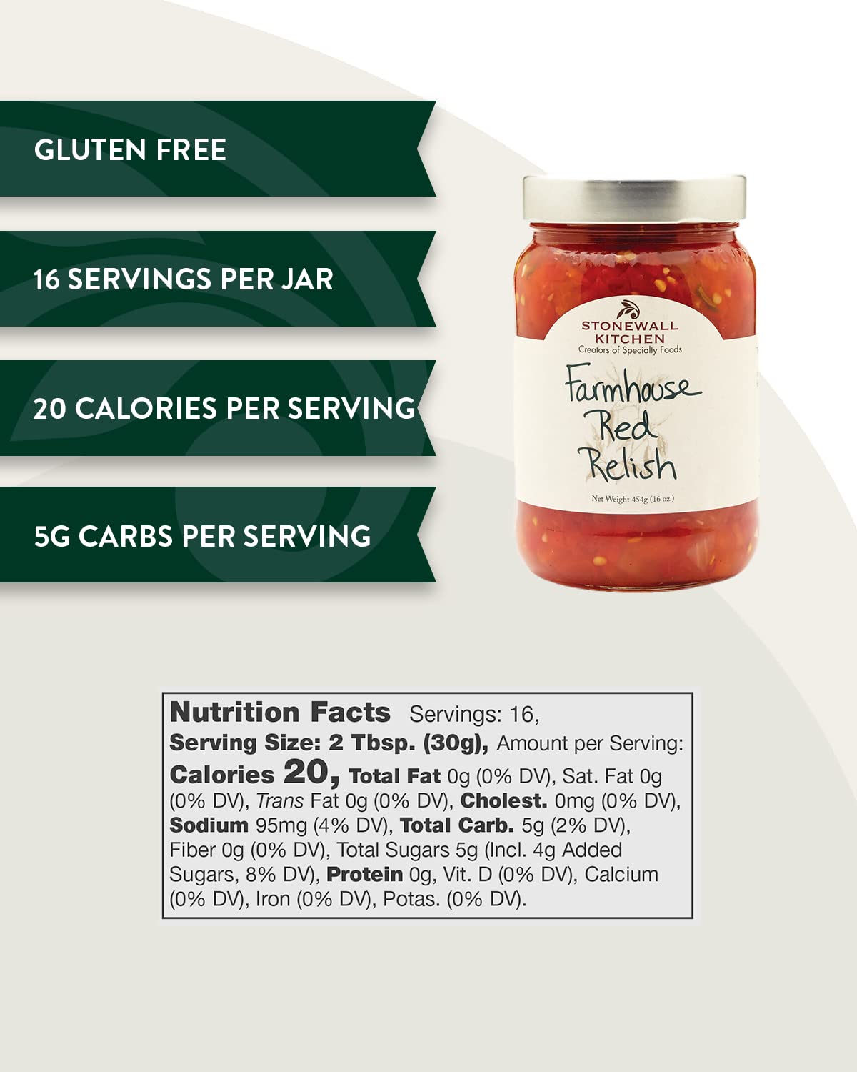 Stonewall Kitchen Farmhouse Red Relish, 16 Ounces, Pack of 2, Red