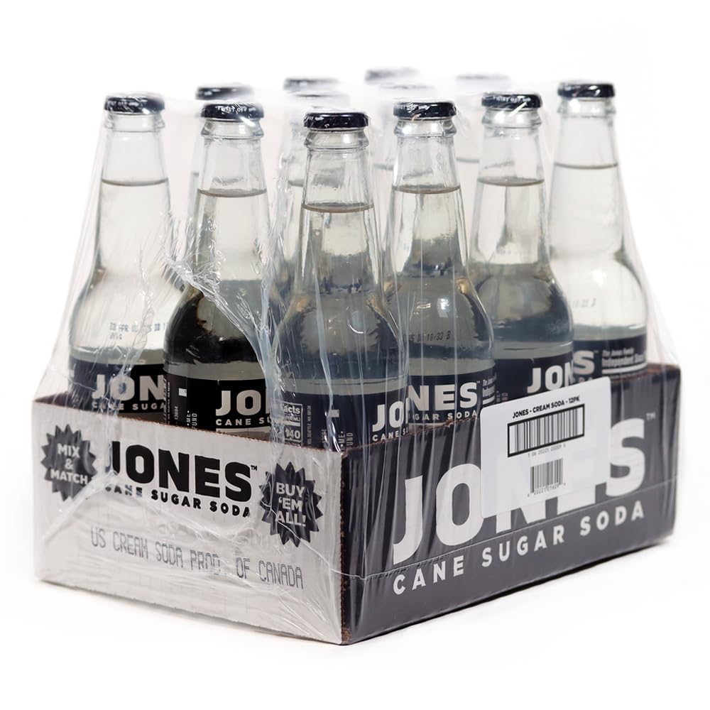 Jones Soda Co. Cream Flavor | 12-Pack | The Original Craft Soda | Made With Pure, 100% Cane Sugar | Pop Beverages/Soft Drinks |