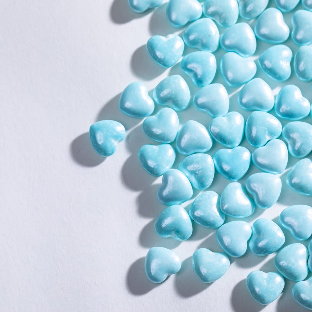 Christmas Blue Sprinkles Heart Cake Sprinkles130G 4.6Oz,Cookie Sprinkles,Sugar Pearl, Edible Candy Pearls For Cake Cupcake Decor