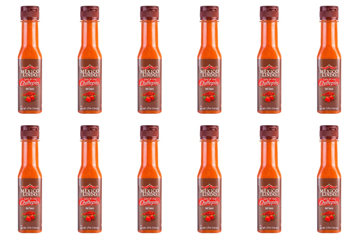 Mexico Lindo Chiltepin Hot Sauce | 14,200 Scoville Level | Traditional Spicy Flavor | 5 Fl Oz Bottles (Pack of 12)