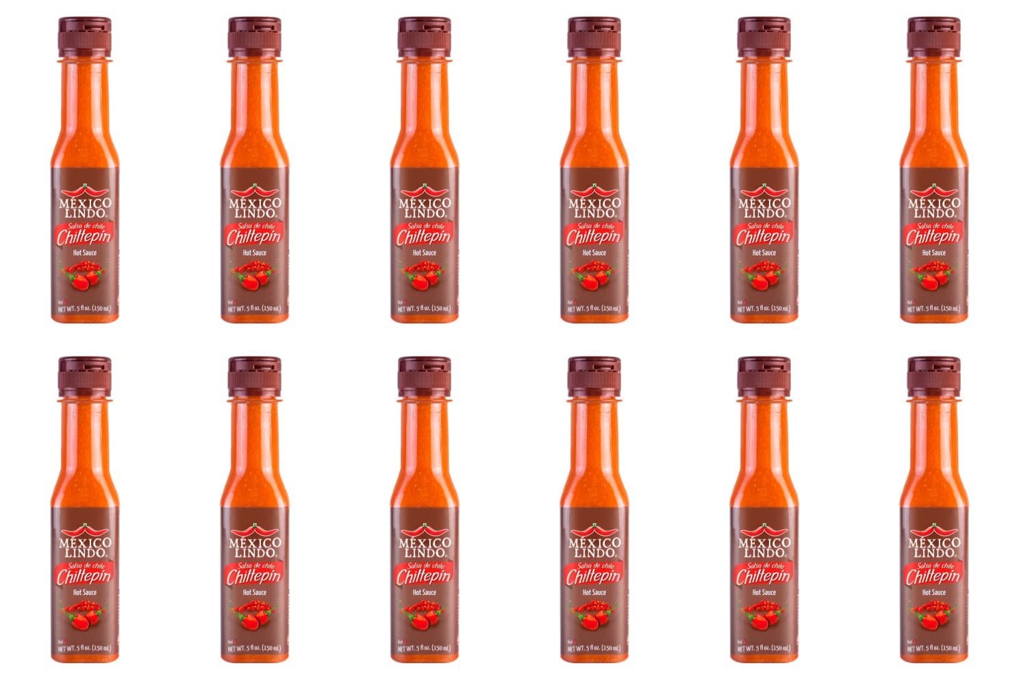 Mexico Lindo Chiltepin Hot Sauce | 14,200 Scoville Level | Traditional Spicy Flavor | 5 Fl Oz Bottles (Pack of 12)