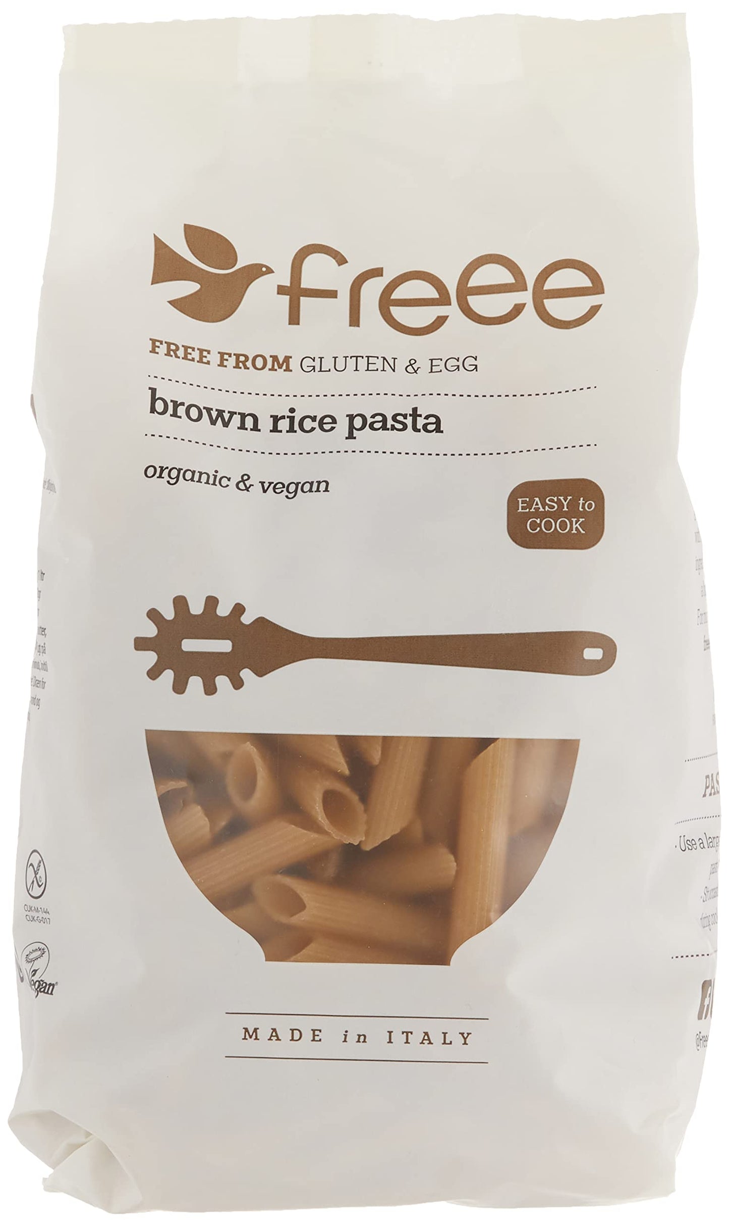 freee Gluten Free Organic Brown Rice Penne Pasta | Italian Penne Rigate with Traditional Flavor & Texture | Vegan & Kosher | Mad
