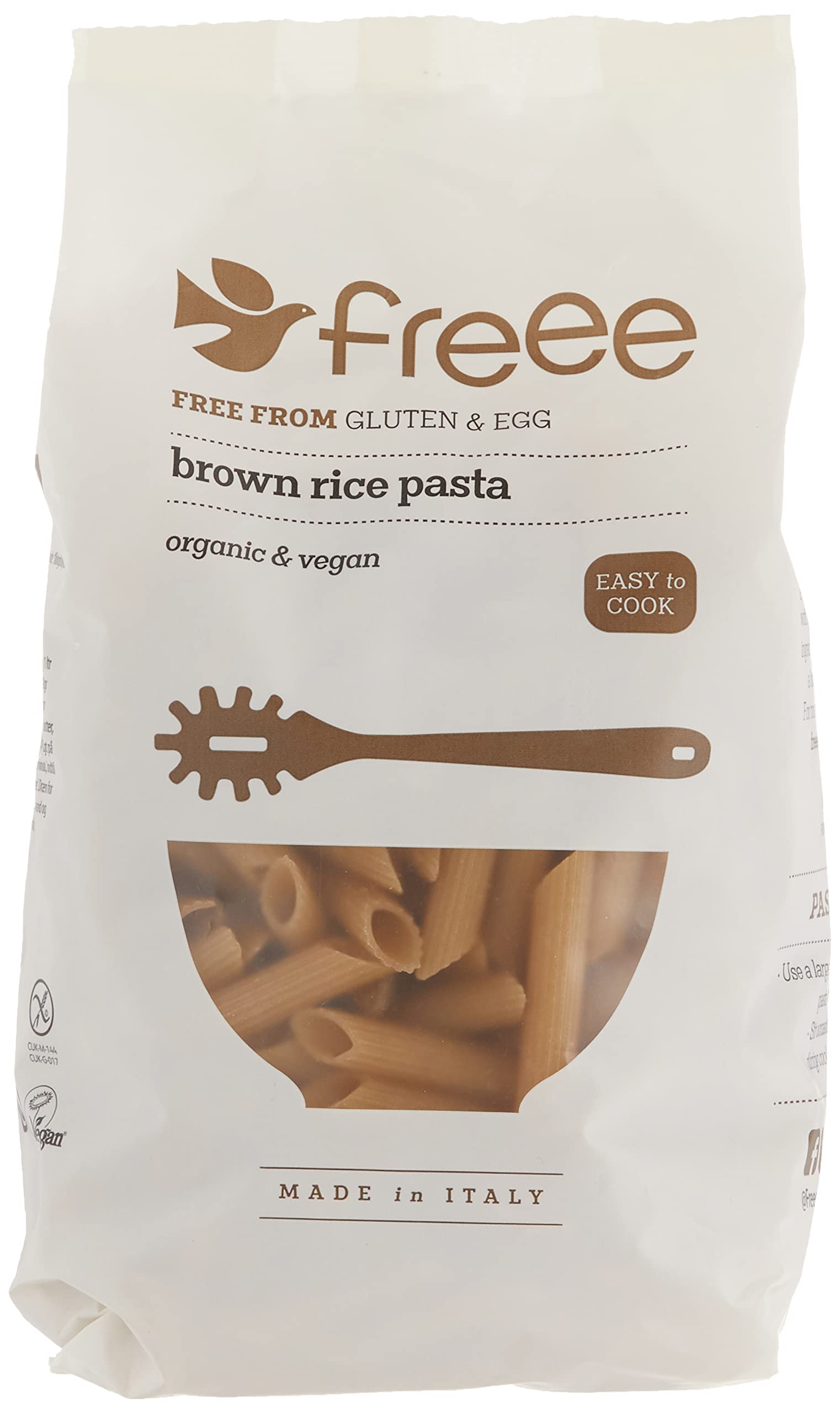 freee Gluten Free Organic Brown Rice Penne Pasta | Italian Penne Rigate with Traditional Flavor & Texture | Vegan & Kosher | Mad