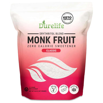 Durelife Monk Fruit Sweetener, Classic - Sugar Substitute, Keto Diet Friendly, 1:1 Zero Calorie, White Sugar Substitute - 5 lb (