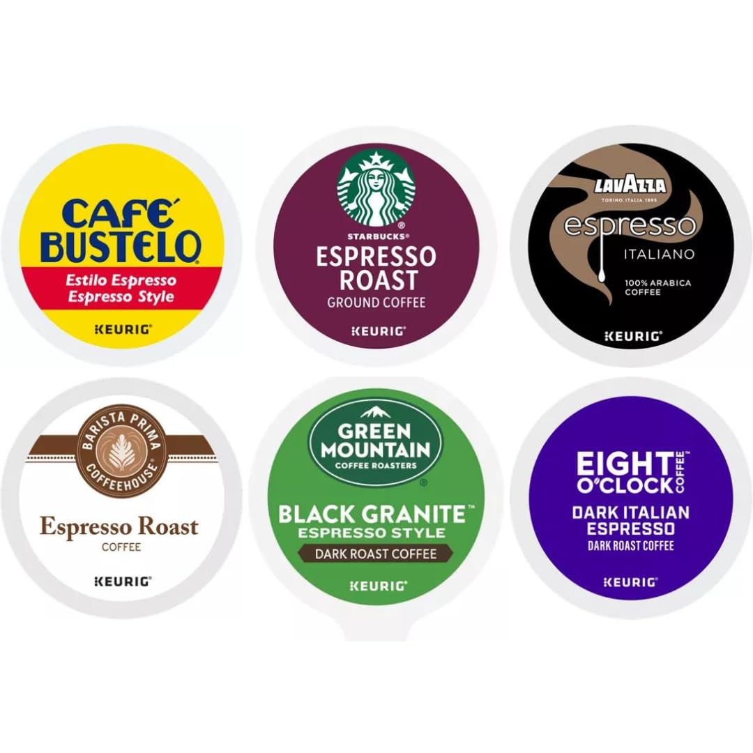 KUPIX Espresso Style Dark Roast K-Cup Pods Variety Pack - 24 Count for Keurig Brewers