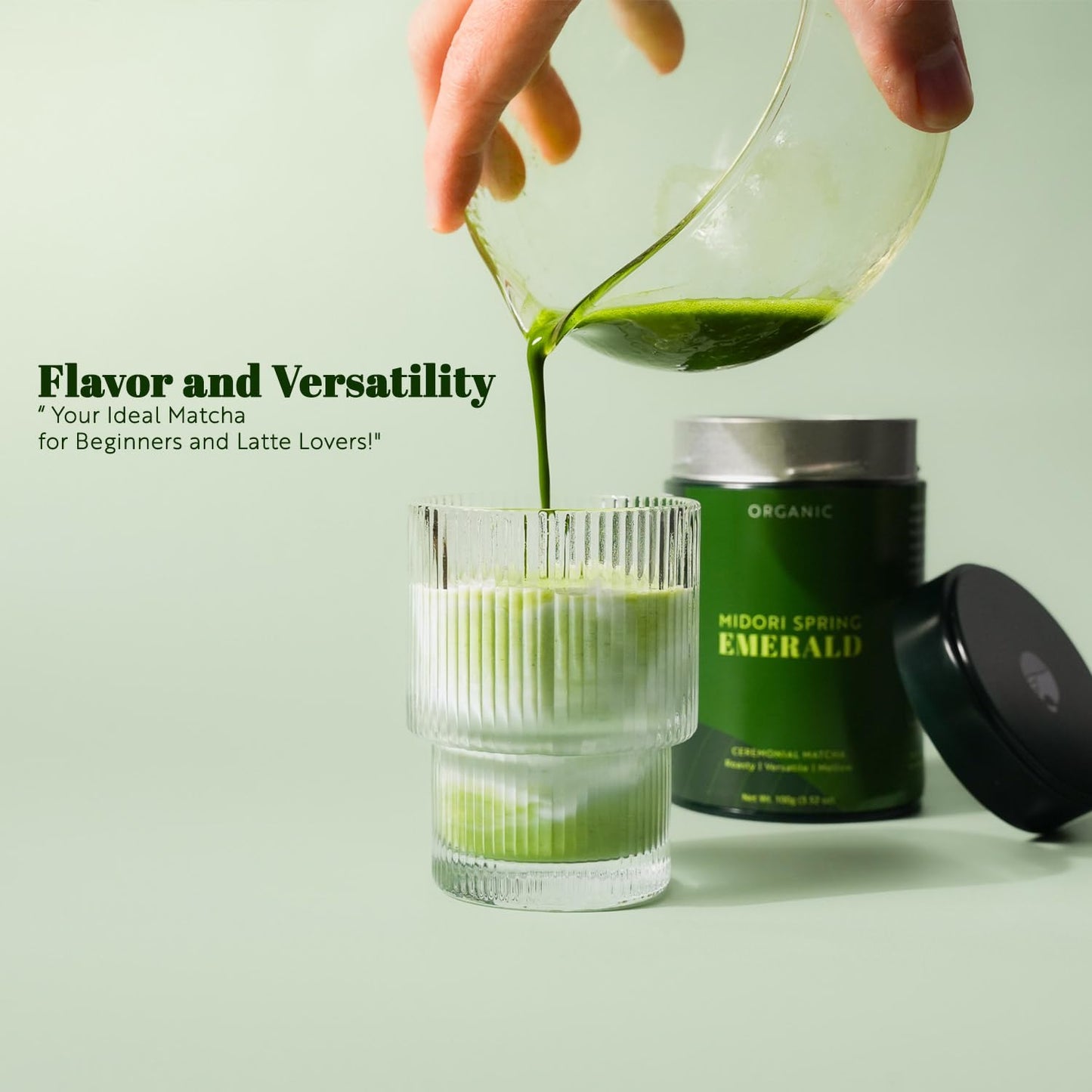 Midori Spring Organic Authentic Japanese Ceremonial Matcha Powder Emerald, Usda Organic, Kosher, Vegan