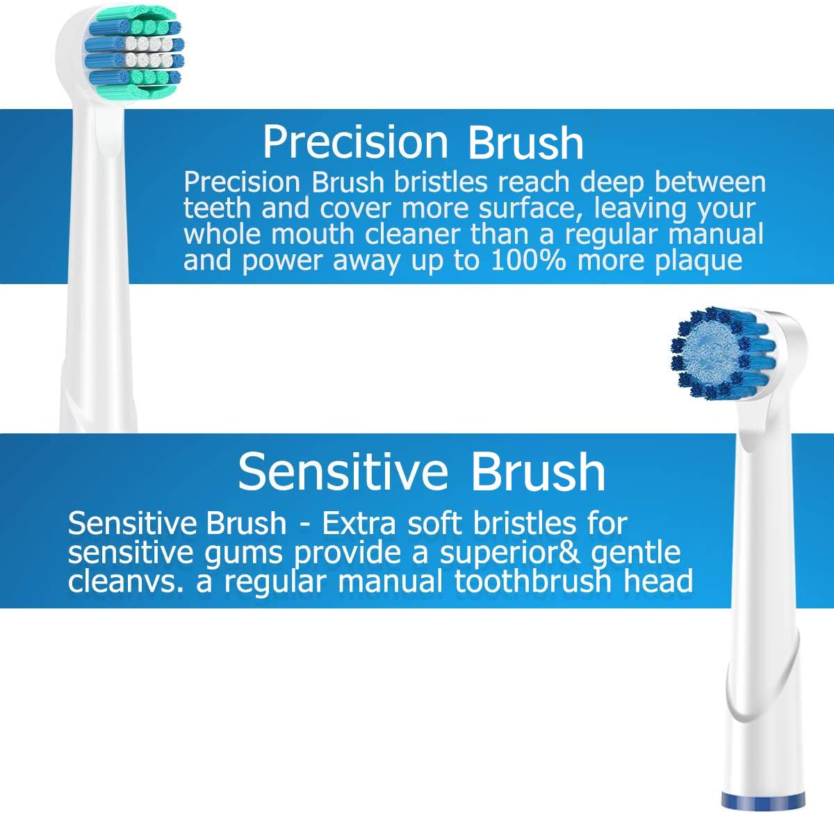 Khbd Replacement Toothbrush Heads Compatible With Oral B Braun- 16 Pack Professional Electric Precision & Sensitive Brush Heads