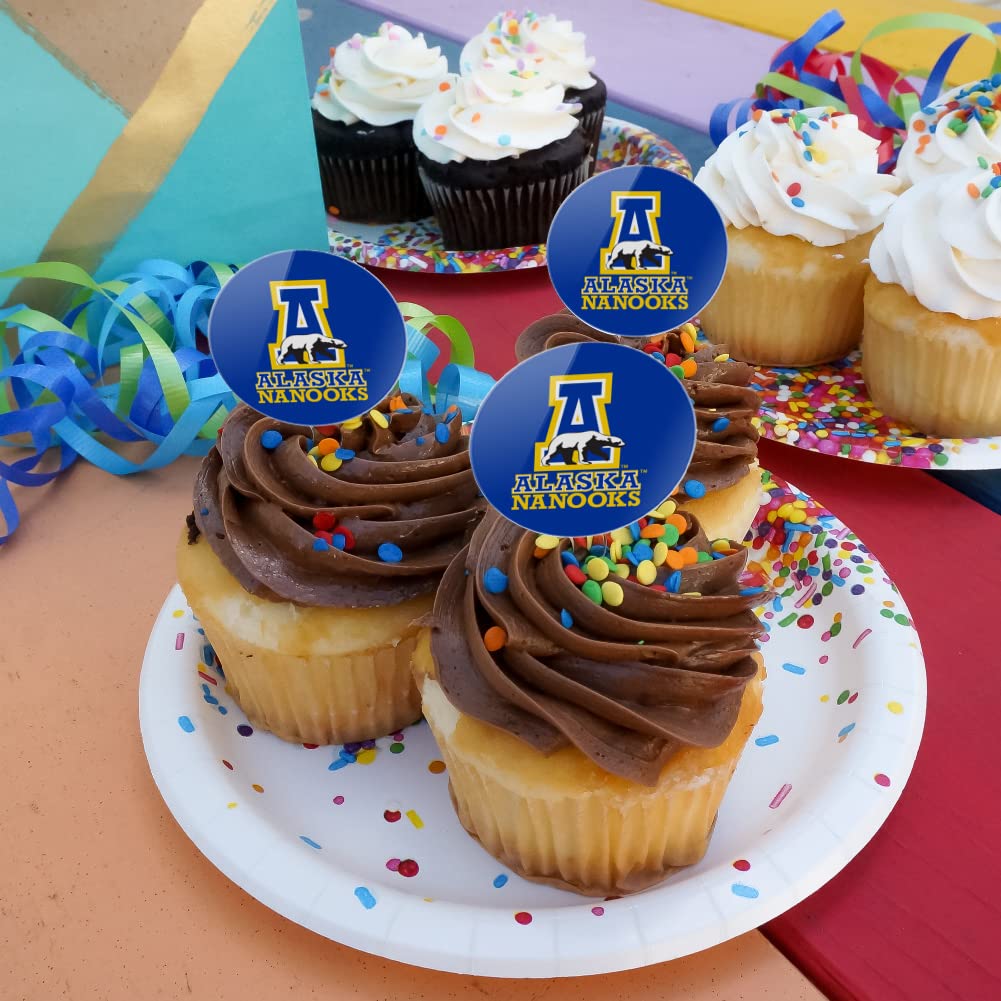 University Of Alaska, Fairbanks Secondary Logo Cupcake Picks Toppers Decoration Set Of 6