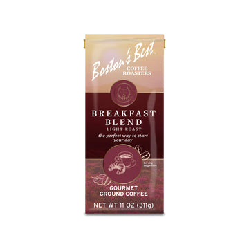 Bostons Best Coffee - Smooth Light-Roast Breakfast Blend Gourmet Coffee, Premium Ground Coffee, 11 Oz. / 311 G Coffee Bag