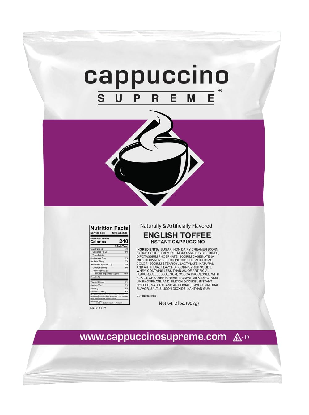 Cappuccino Supreme English Toffee Instant Cappuccino Mix 6 X 2 Lbs