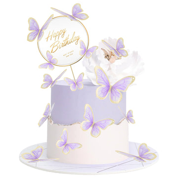 11 Pieces Butterfly Cake Toppers With Happy Birthday Cake Toppers 3D Pink Gold Butterfly Birthday Cake Decorations For Girls Wom