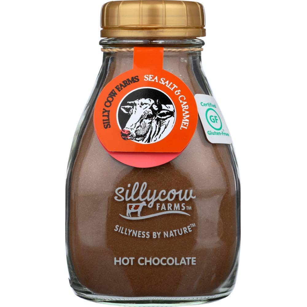 Silly Cow Farms Hot Chocolate Mix, Sea Salt & Caramel, Gluten-Free, 16.9 Oz Reusable Glass Bottle, Pack of 6