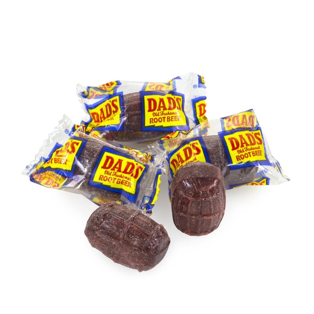 CandyKorner Dads Root Beer Barrels Hard Candy, Gluten-Free, 1 Pound Bag, Nostalgic Individually Wrapped Treats