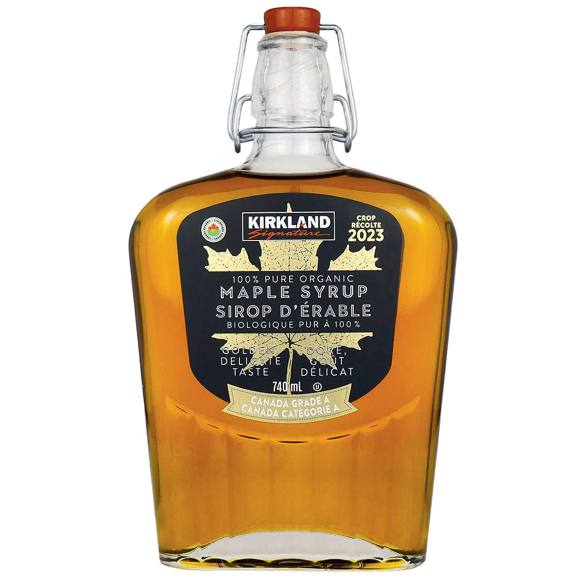 Kirkland Signature 100% Pure Organic Maple Syrup, Canada Grade A, 740mL Bottle