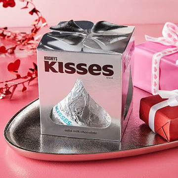 Hershey Giant Silver Kisses Milk Chocolate Valentine'S Gift Box - 2 Pack Extra Large Solid Chocolate Candy Treat For Parites, Va