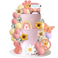 Ufromsky 57Pcs Groovy Cake Topper Boho Rainbow Cupcake Toppers Hippie Cake Decoration With Disco Balls And Daisy Flower Bus For