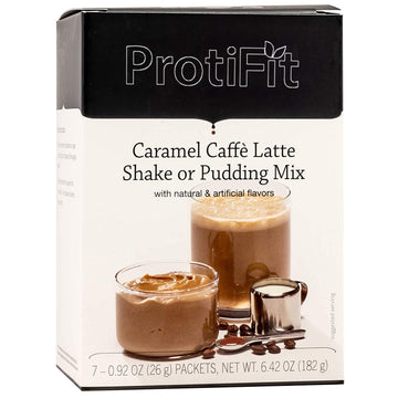 ProtiFit High Protein Pudding/Shake Mix, 15g Protein, Low Calorie, 7 Oz, Caramel Caffe Latte