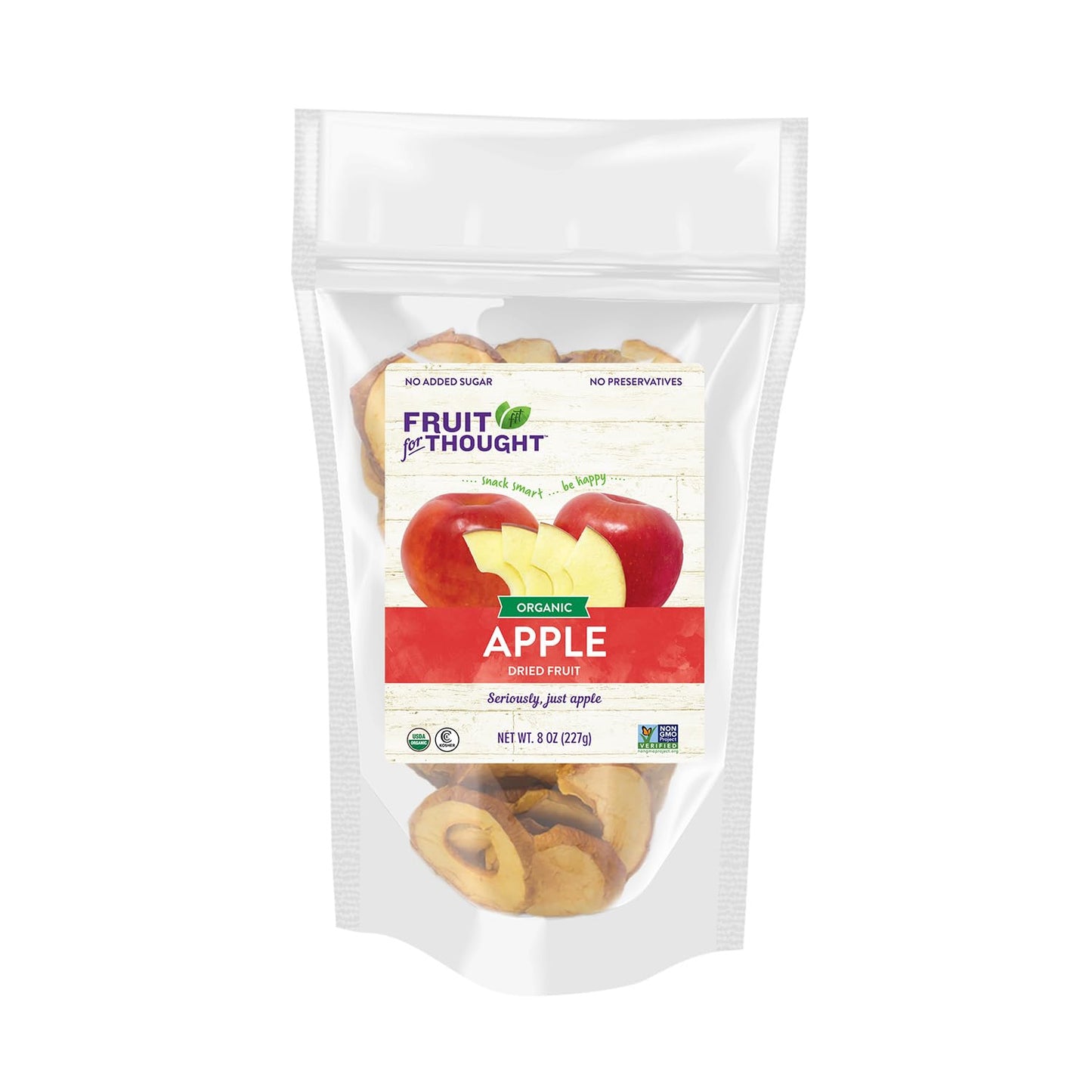Fruit For Thought Organic Dried Apple, 8 Ounce (Pack of 2)