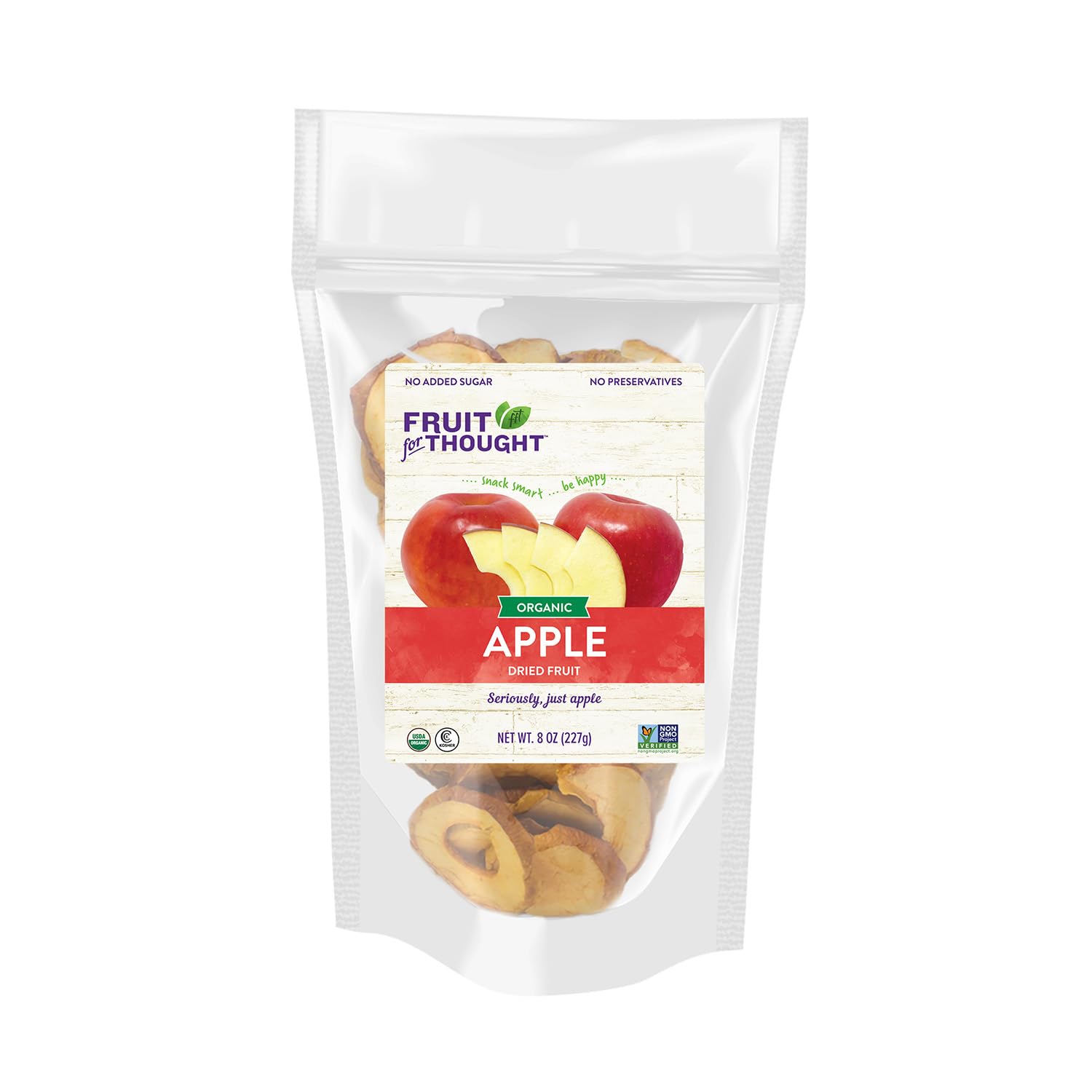 Fruit For Thought Organic Dried Apple, 8 Ounce (Pack of 2)