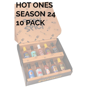 HOT ONES Hot Sauce Challenge Set - Variety Pack of 10 Small Batch Sauces - 5 fl oz Bottles - Natural Ingredients