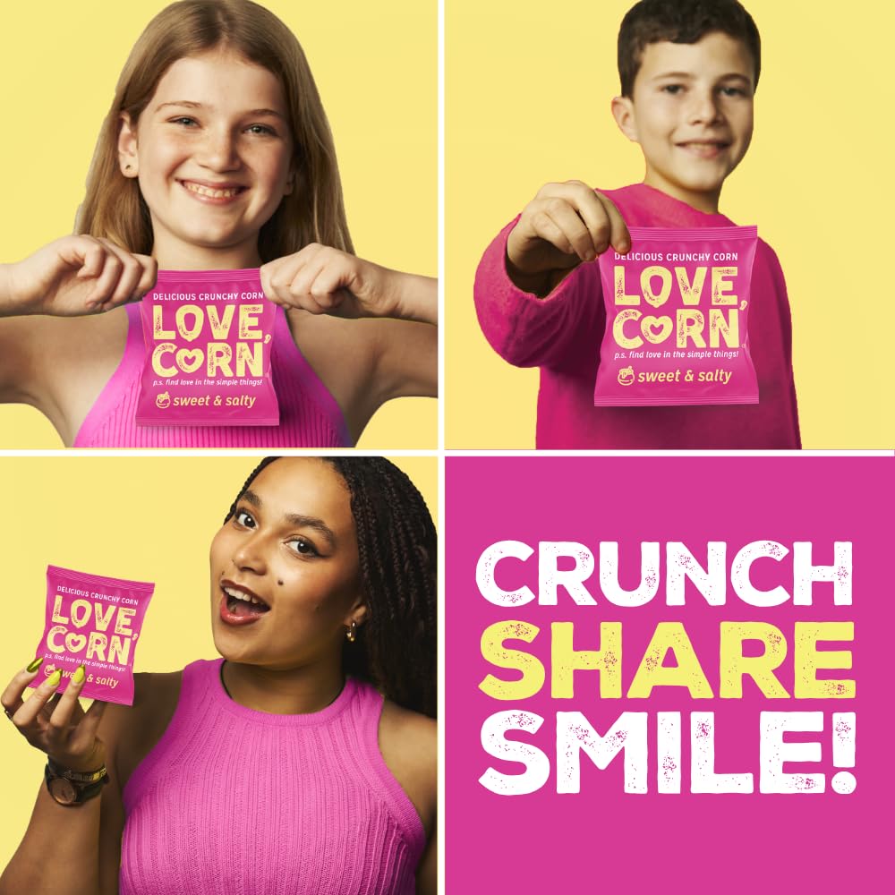 LOVE CORN Sweet & Salty 0.7oz x 20 bags - Delicious Crunchy Corn - Healthy Family Snacks - Gluten Free  Kosher  NON-GMO - Alternative for Chips  Nuts  ers & Pretzels - Perfect for Charcuterie Boards