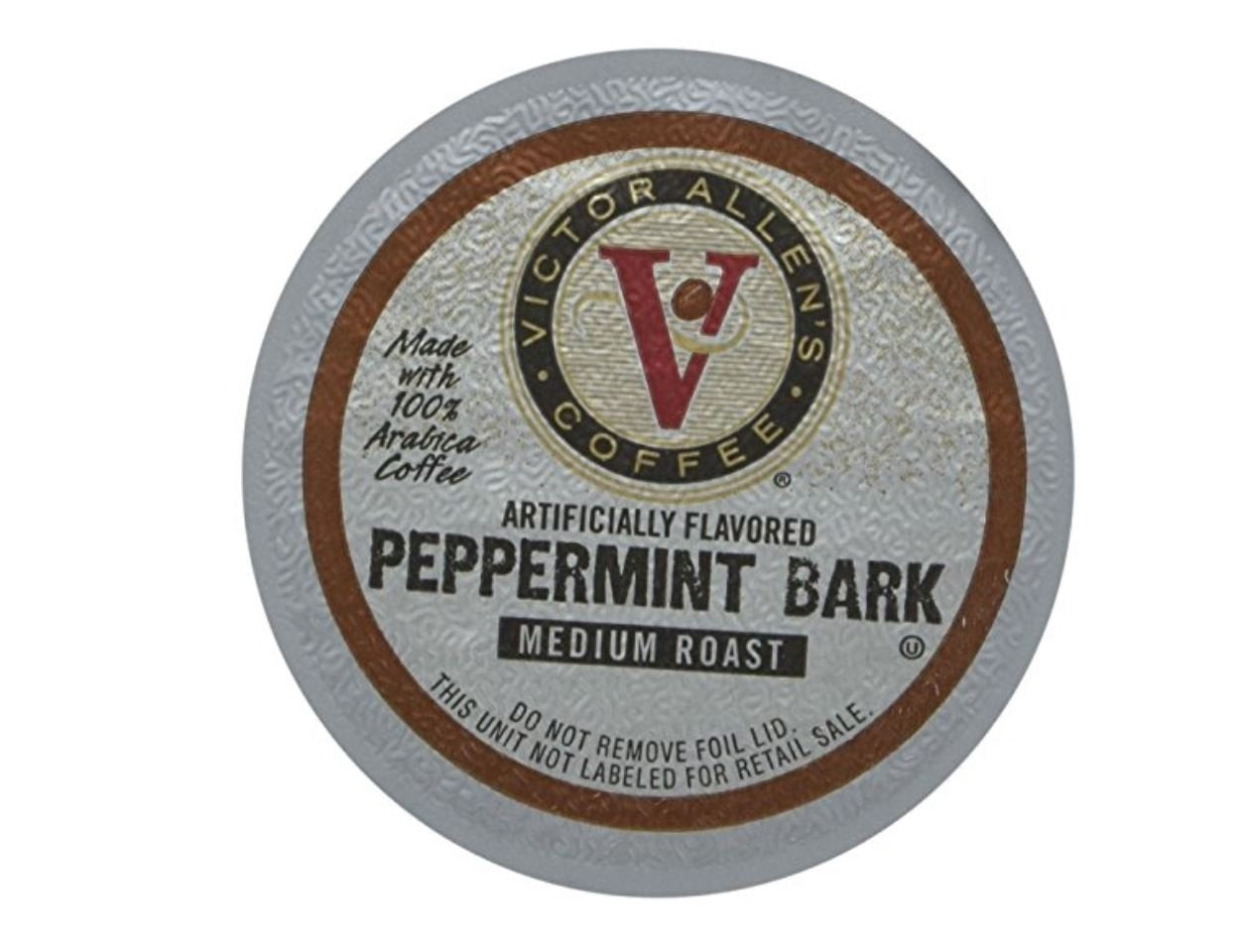 Victor Allens Coffee Peppermint Bark Medium Roast Single Serve Pods, 42 Count, Compatible with Keurig K-Cup Brewers, Brown