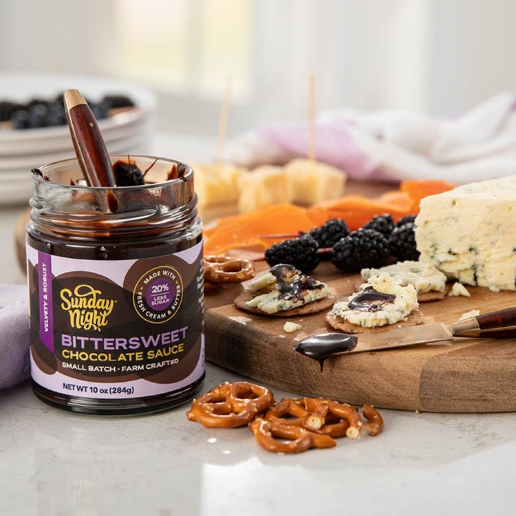 Sunday Night Bittersweet Chocolate Sauce - Luxury Chocolate Gift, Gluten-Free, Pure Clean Ingredients, No Preservatives - 10Oz