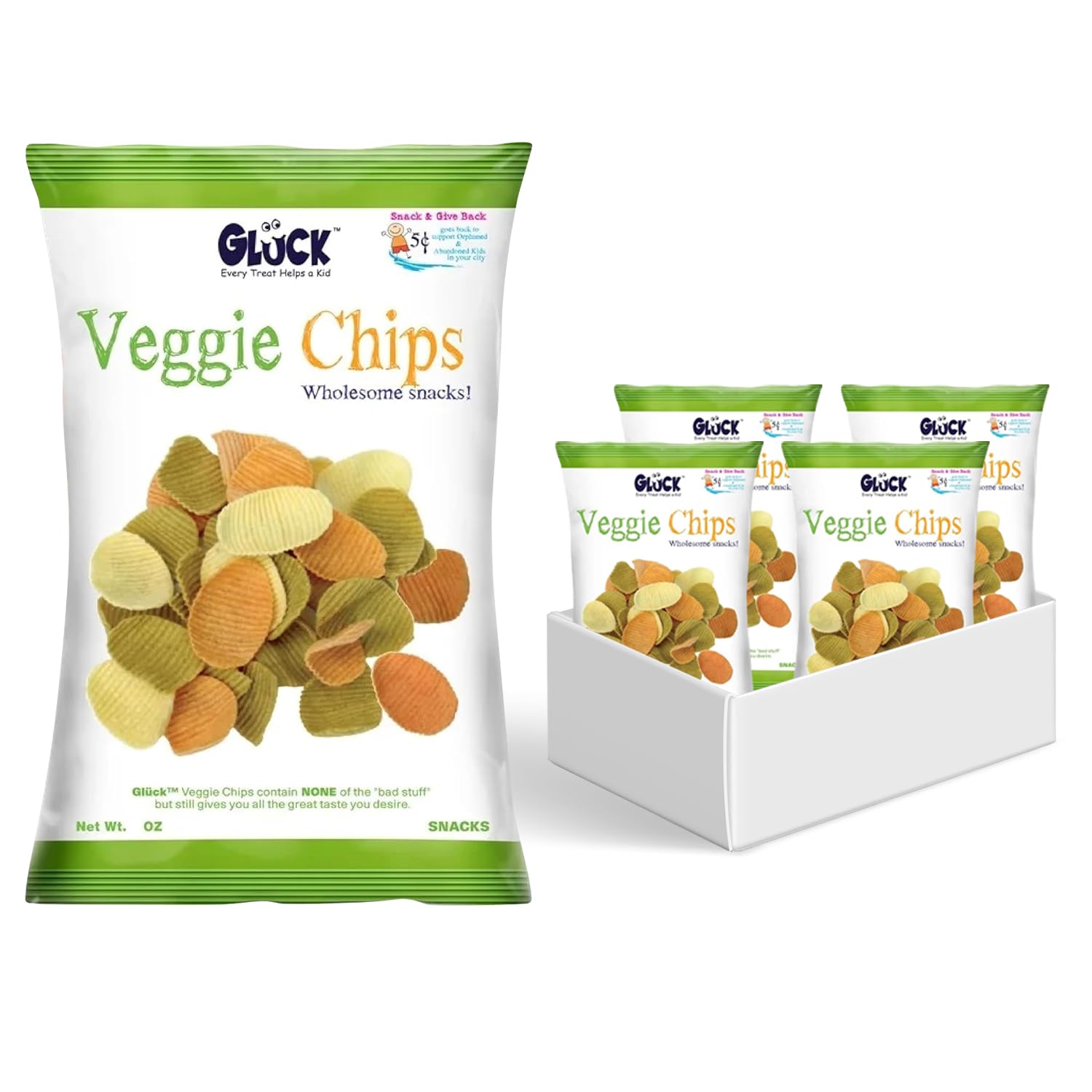 Gluck Veggie Chips Sea Salt, Gluten Free Plant-Based Snack, Vegan Vegetable Crisps, Light and Crunchy Veggie Treats, Healthy Chi