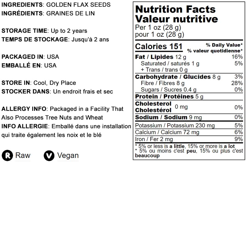 Food to Live Golden Flax Seeds, Premium Whole Flaxseeds, Raw, Vegan, Kosher, 10 Pounds