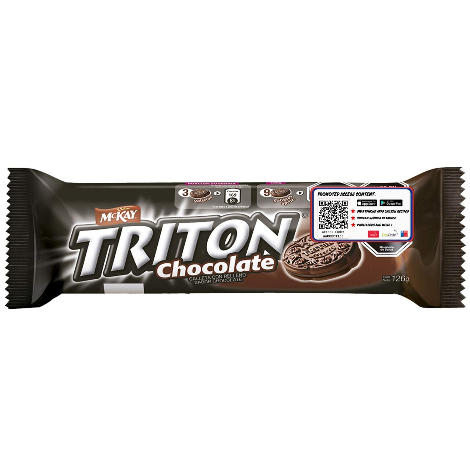 Triton Cookies Chocolate Cream Filled. Traditional Chilean Cookie. 3 Pack x 126 Grms Each. Promo Edition
