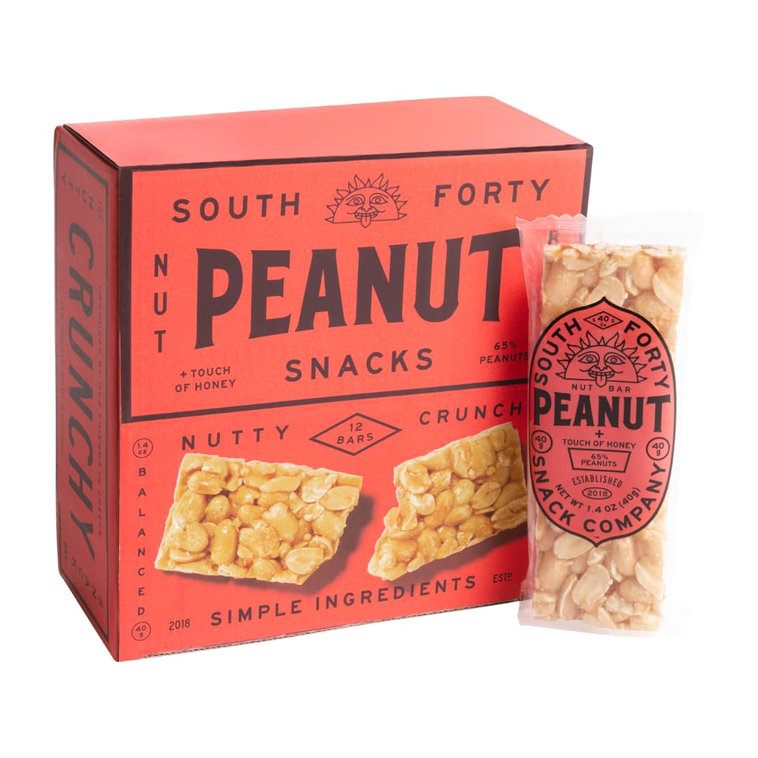South 40 Snacks Peanut Bar, Extra Crunchy Nut Snack Bar, Simple Ingredients, Honey And Sugar, Delicious Healthy Protein Nut Clus