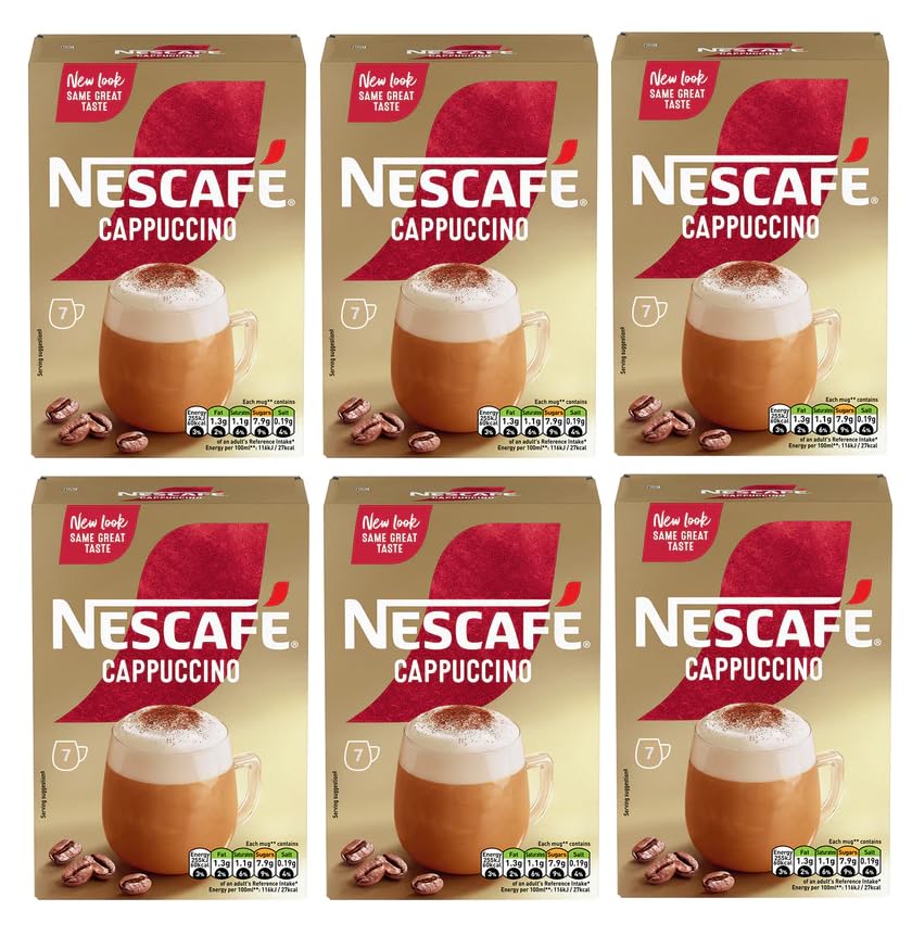 NESCAFÉ Cappuccino Instant Coffee Sachets, Pack of 6 (Total 42 Sachets), 7 Count