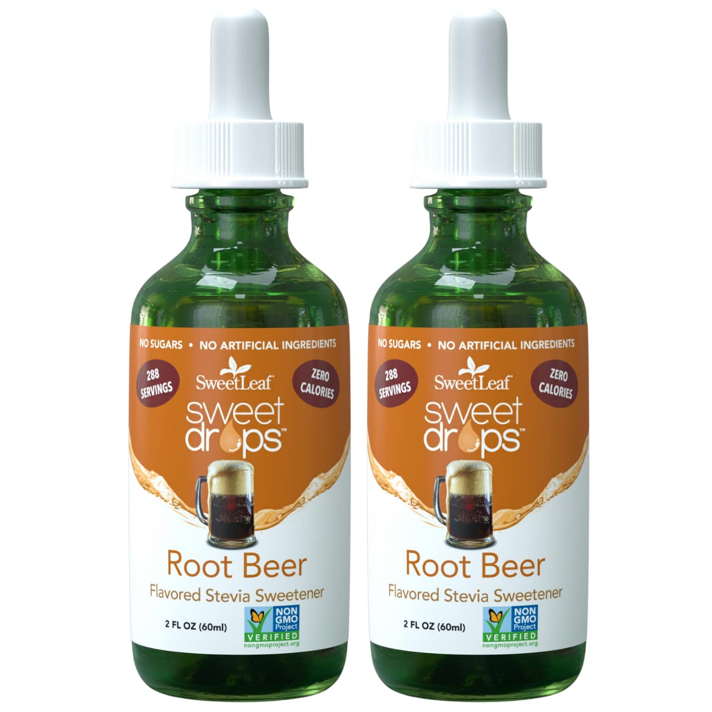 SweetLeaf Liquid Stevia Sweet Drops, Sugar-Free Root Beer Syrup, 2 Fl Oz (Pack of 2), Clear