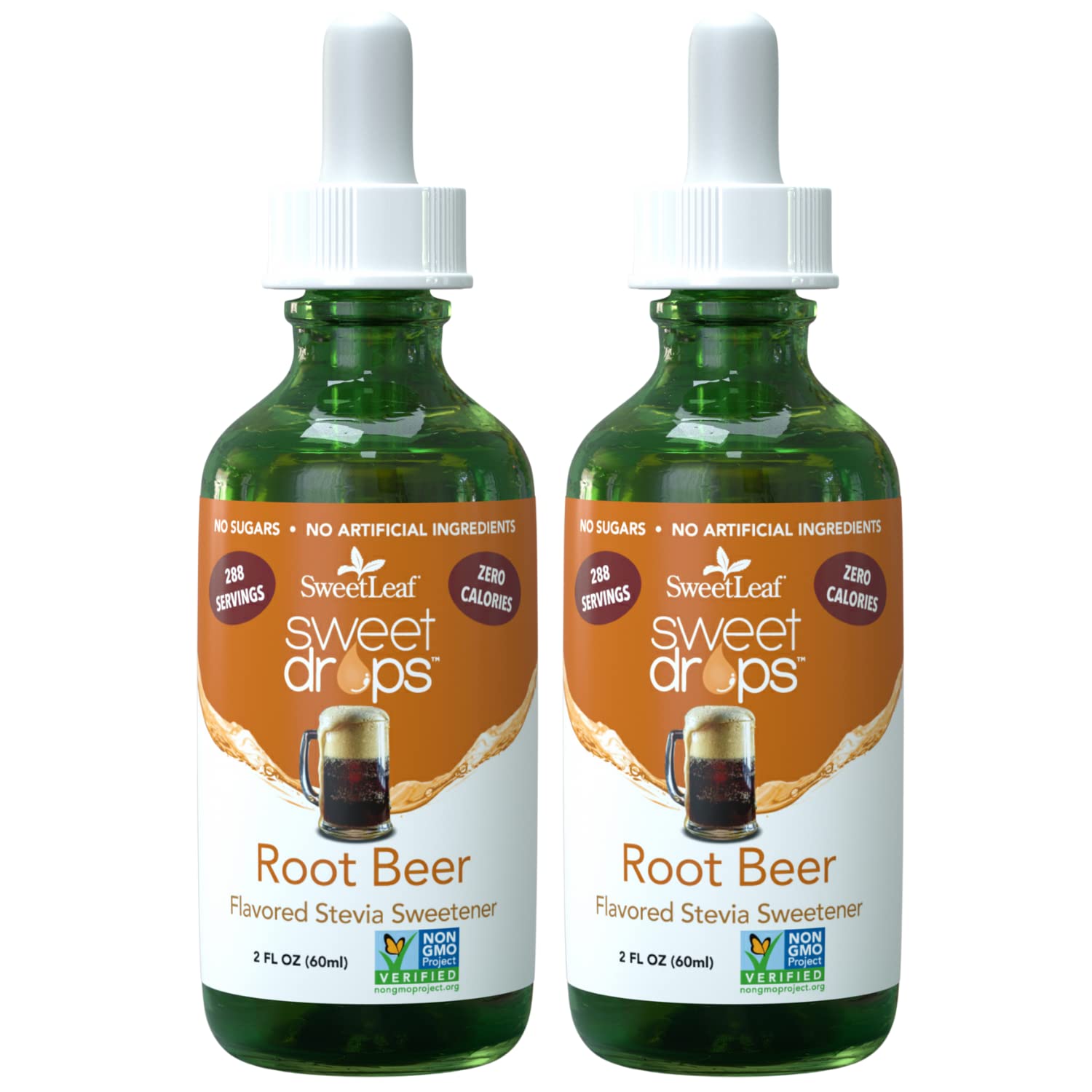 SweetLeaf Liquid Stevia Sweet Drops, Sugar-Free Root Beer Syrup, 2 Fl Oz (Pack of 2), Clear