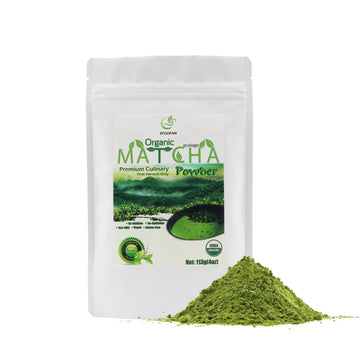 Efoofan Organic Matcha Green Tea Powder, Premium Culinary Grade (4Oz), Japanese Tencha Flavor, First Harvest, Te Marcha Organico