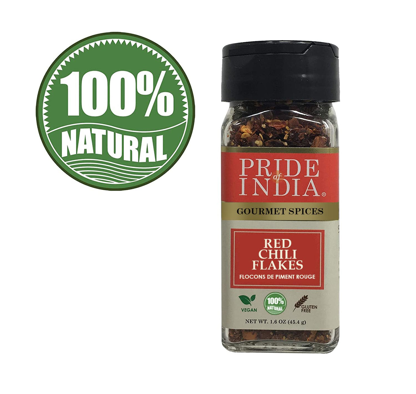 Pride Of India ?Red Chili Flakes ?Gourmet Spice/ Culinary Must Have ?Pleasant Heat/ Distinct Flavor & Aroma ?Sprinkle Onto Pizza