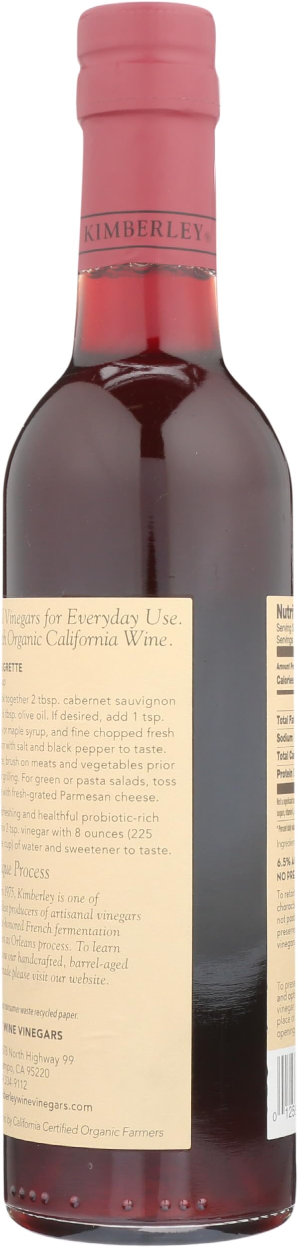 KIMBERLEY Organic Vinegar - 12.7 Fl Oz (Pack of 1)