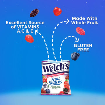 Welch'S Fruit Snacks, Berries 'N Cherries, Perfect Halloween Candy Bulk Pack, Gluten Free, Individual Single Serve Bags, 0.8 Oz