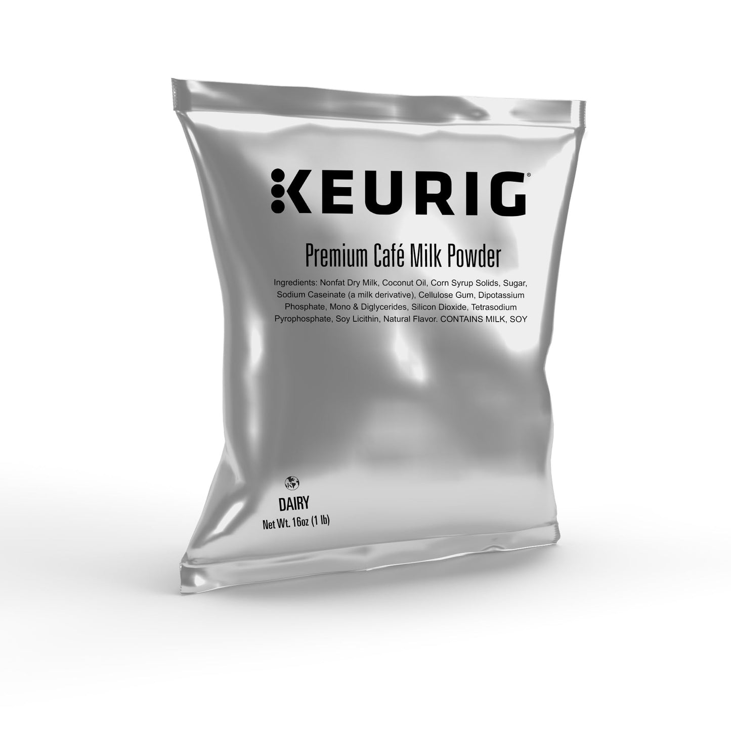 Keurig enhanced Caf? Milk Powder  1lb Bag  Specialty Beverage Base for Lattes & Cappuccinos  Makes about 30 Drinks  For Keurig Commercial malt-inspired  Contains Milk & Soy  12 Pack