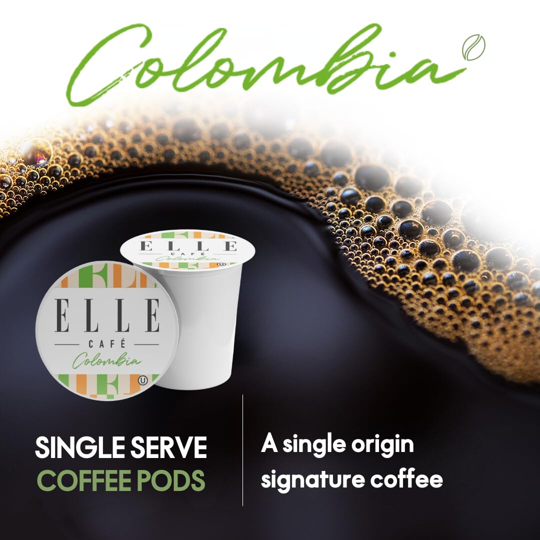 Elle Caf   Colombian K-Cup Coffee Pods - 72 Count - 100% Arabica Coffee, Flavor Medium Roast - Single-Serve Coffee Pods, Compati