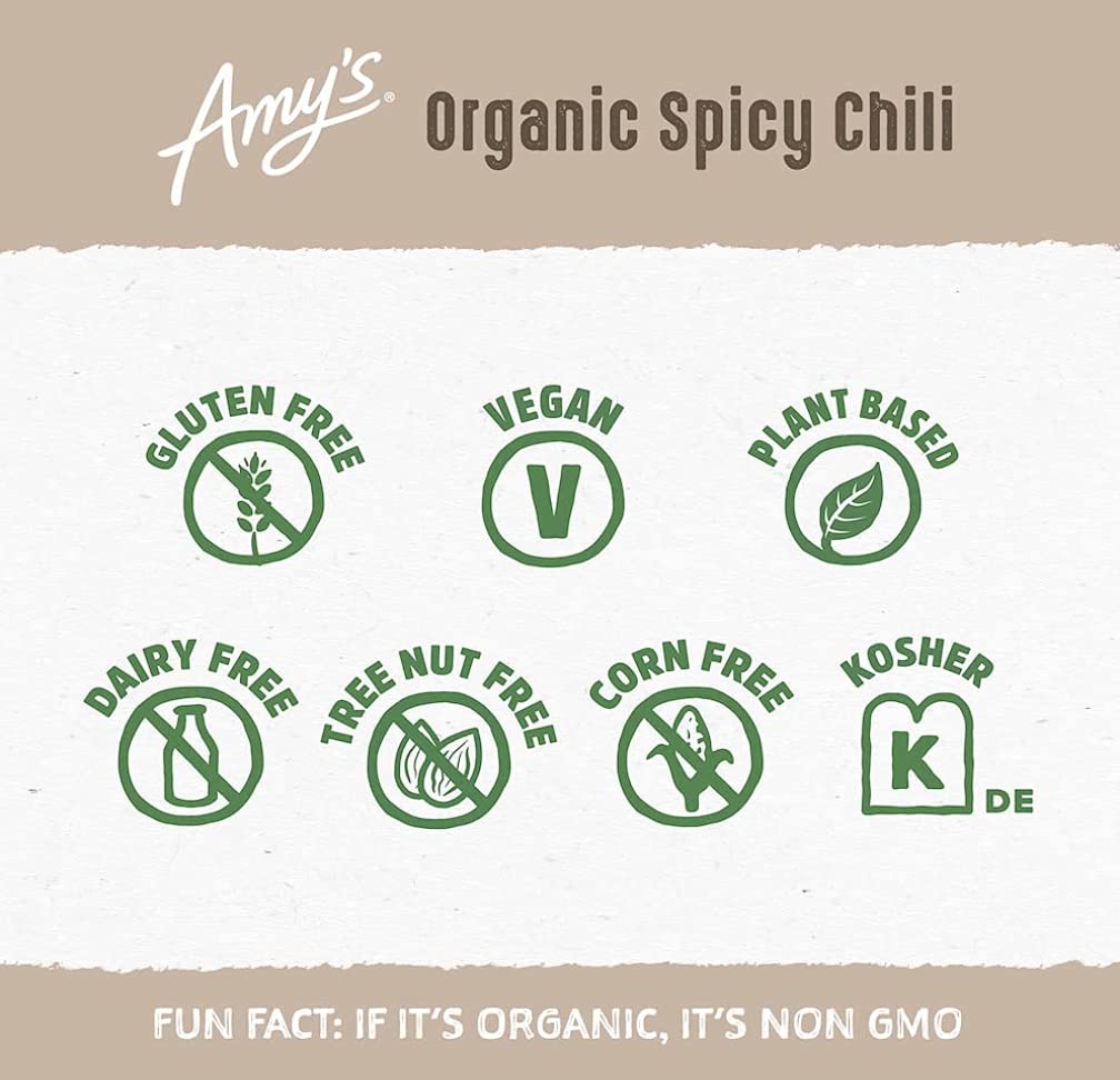 Amy'S, Chili, Gluten Free, Vegetarian, Organic, Spicy, Jalapeño Pepper, 14.7 Oz, Pack Of 6