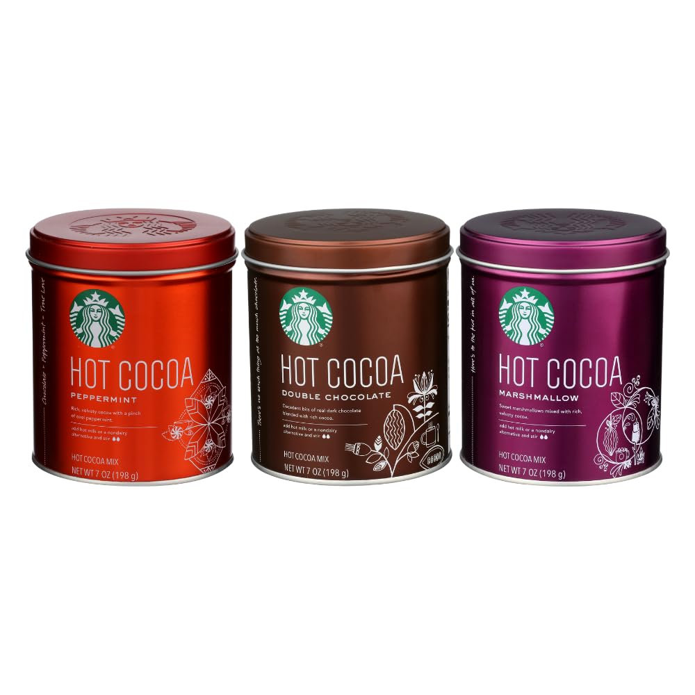 Starbucks Hot Cocoa Mix Tin (Triple Winter Variety, Pack of 3), 7.00 Ounce (Pack of 1)